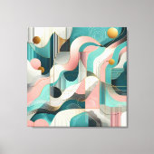 Mooi Abstract in roze, Blauwgroen, goud Canvas Afdruk (Voorkant)