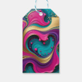 Mooi Abstracte Hartswirl – Moderne Kleurrijke Kuns Cadeaulabel (Achterkant)