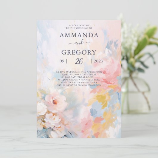 Mooi acryl Bloemen Bruiloft boeket Kaart (Staand voorkant)