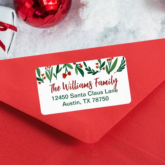 Mooi adres Holly Berry-kerstretouradres Etiket