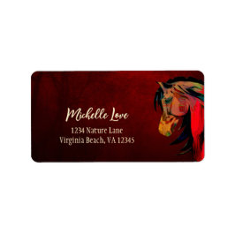 Mooi adres voor rode vuurpaarden etiket