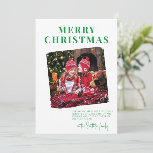 Mooi afgeframeerde kerstkaart met foto (Staand voorkant)