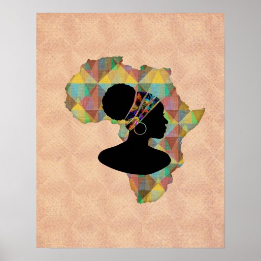 Mooi Afrika en vrouw | Geometrisch patroon Poster (Voorkant)