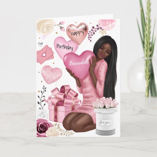 Mooi Afrikaans-Amerikaans meisje Happy Birthday Feestdagen Kaart (Voorkant)