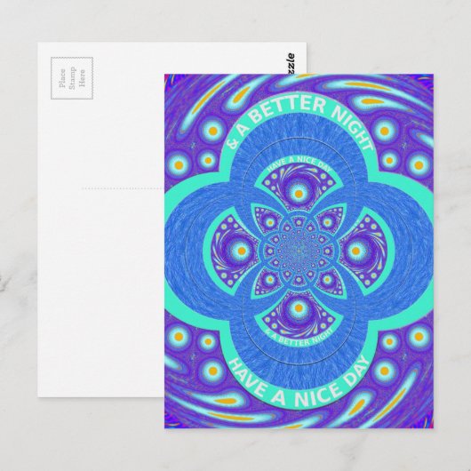 Mooi Afrikaans Blauw Mandala Flora ontwerp Briefkaart (Voorkant / Achterkant)