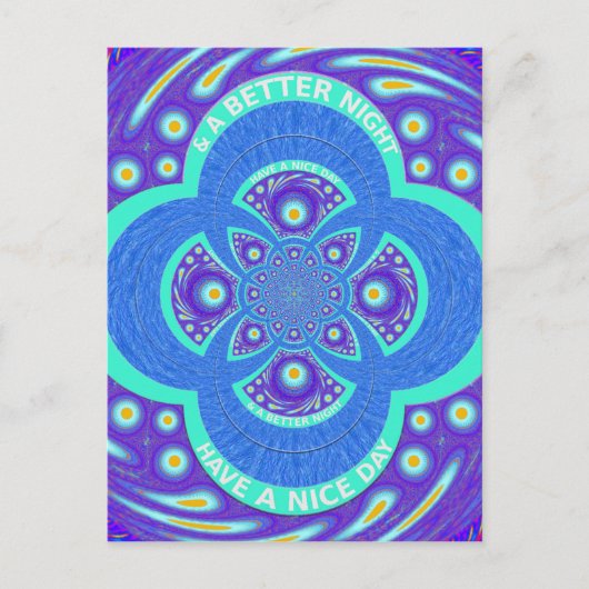Mooi Afrikaans Blauw Mandala Flora ontwerp Briefkaart (Voorkant)