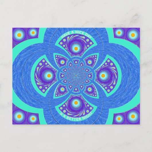 Mooi Afrikaans Blauw Mandala Flora ontwerp Briefkaart (Voorkant)