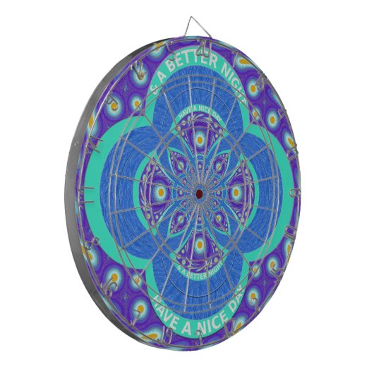 Mooi Afrikaans Blauw Mandala Flora ontwerp Dartbord (Voorkant Links)