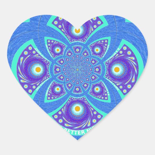 Mooi Afrikaans Blauw Mandala Flora ontwerp Hart Sticker (Voorkant)
