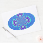 Mooi Afrikaans Blauw Mandala Flora ontwerp Ovale Sticker (Envelop)