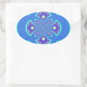 Mooi Afrikaans Blauw Mandala Flora ontwerp Ovale Sticker (Tas)