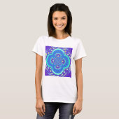 Mooi Afrikaans Blauw Mandala Flora ontwerp T-shirt (Voorkant volledig)