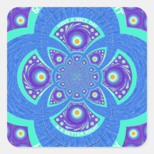 Mooi Afrikaans Blauw Mandala Flora ontwerp Vierkante Sticker