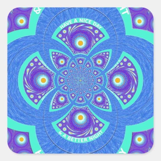 Mooi Afrikaans Blauw Mandala Flora ontwerp Vierkante Sticker (Voorkant)