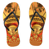 Mooi Afrikaans Gouden Rood Kleur Art Design Teenslippers (Voetbed)