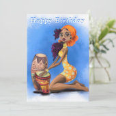 Mooi Afrikaans meisje met drummer - Fijne verjaard (Staand voorkant)