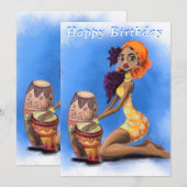 Mooi Afrikaans meisje met drummer - Fijne verjaard (Voorkant / Achterkant)