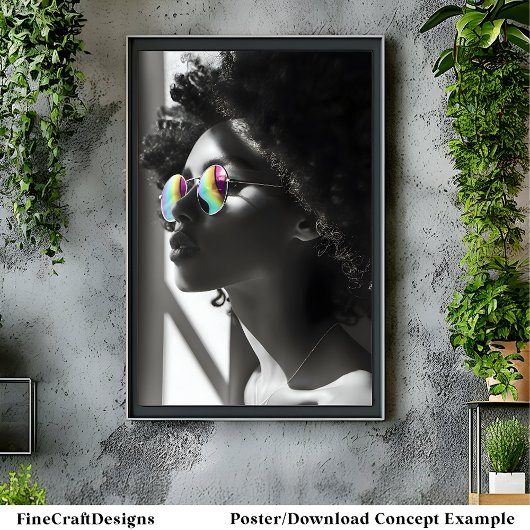 Mooi Afrikaans Vrouw profiel, Zwart & Wit, B3 Poster