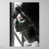 Mooi Afrikaans Vrouw profiel, Zwart & Wit, B3 Poster (Voorkant)