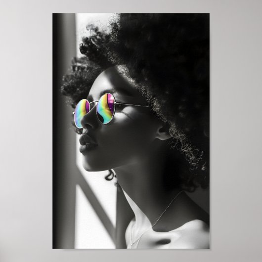 Mooi Afrikaans Vrouw profiel, Zwart & Wit, B3 Poster (Voorkant)