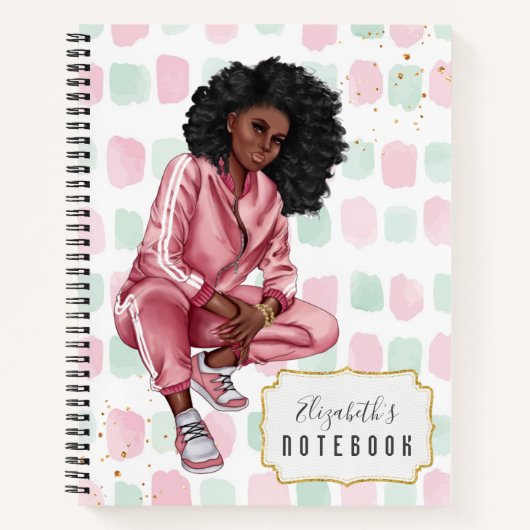 Mooi Afro American Pink School Notitieboek (Voorkant)