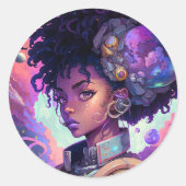 Mooi Afro HairGirl Ronde Sticker (Voorkant)