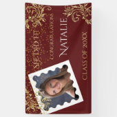 Mooi, Afstuderen, Faux Glitter, Aangepaste foto, Spandoek (Verticaal)