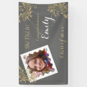 Mooi, Afstuderen, Faux Glitter, Aangepaste foto, Spandoek (Verticaal)