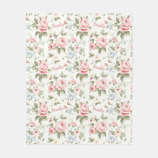 Mooi All Over Pink Rose Naam Deken (Voorkant)