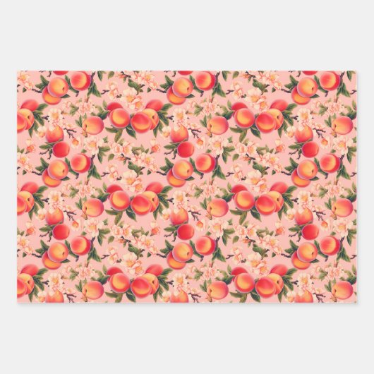 Mooi als een perzik, Peach Fuzz Thema Cadeau Inpakpapier Vel (Voorkant 3)
