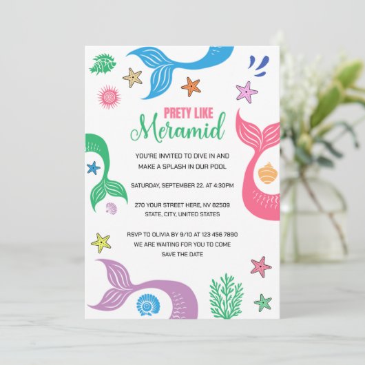 Mooi als een Zeemeermin Afscheidscadeau Bruidsfees Kaart (Staand voorkant)