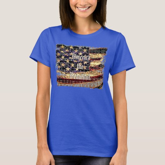 Mooi Amerika, Blauw, Patriottisch Vrouwen T-shirt (Voorkant)
