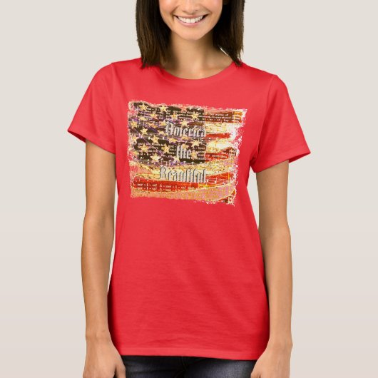 Mooi Amerika, Rood, Patriottisch Vrouwen T-shirt (Voorkant)