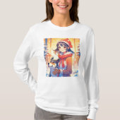 Mooi anime meisje met husky hond kerst t-shirt (Voorkant)