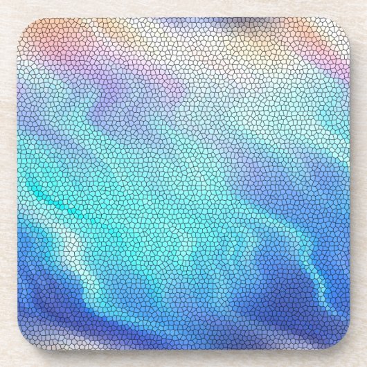 Mooi Aqua Blauw Paars Pastel Mozaïek Tegels Drankjes Onderzetter (Voorkant)