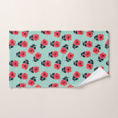 Mooi Aqua en Rode Bloemen Polka Dot Patroon Handdoek (Handdoek)