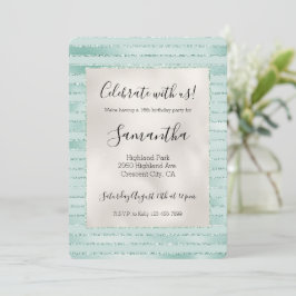 Mooi Aqua Mint Glanzende Glitter Strepen Kaart