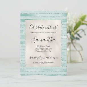 Mooi Aqua Mint Glanzende Glitter Strepen Kaart