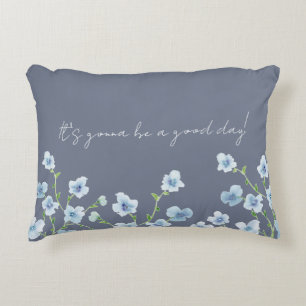 Mooi aquarel blauw bloemmotief accent kussen