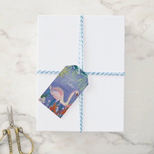 Mooi aquarel bloem zwanenprinses naam cadeaulabel