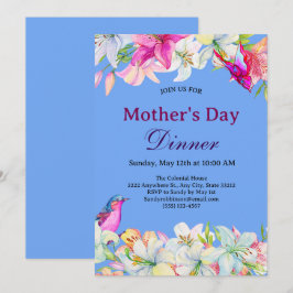 Mooi Aquarel Bloemendecor Witte Moederdag Diner Kaart