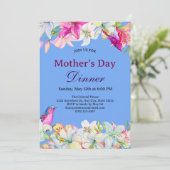 Mooi Aquarel Bloemendecor Witte Moederdag Diner Kaart (Staand voorkant)