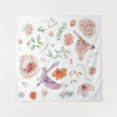 Mooi aquarel bloemmotief met kolibrie wandkleed (Voorkant (horizontaal))