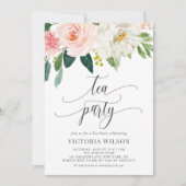 Mooi Aquarel Blosems Thee Partij in Grijs Kaart (Voorkant)