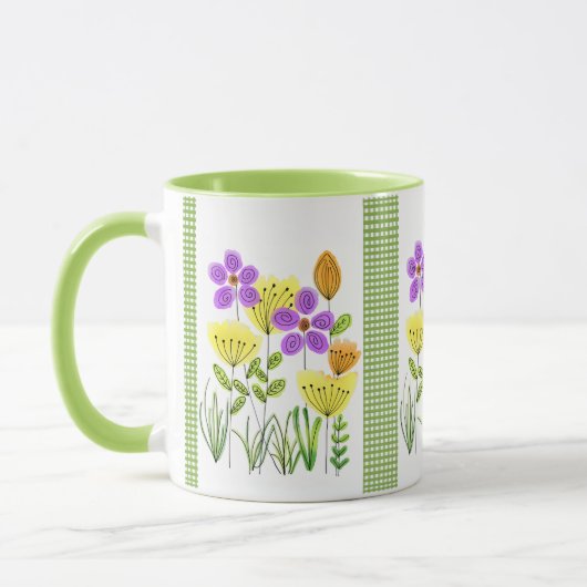 Mooi aquarel boeket met groen geruit mok (Links)