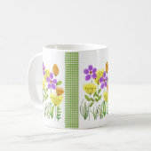 Mooi aquarel boeket met groen geruit mok (Voorkant links)