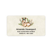 Mooi aquarel hert liggend Boho Etiket (Voorkant)