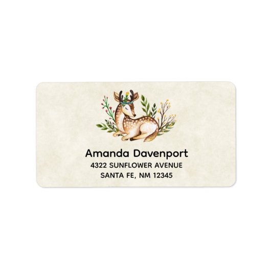 Mooi aquarel hert liggend Boho Etiket (Voorkant)