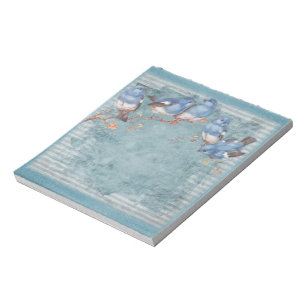 Mooi Aquarel Kleine Blauwe Vogels Notitieblok