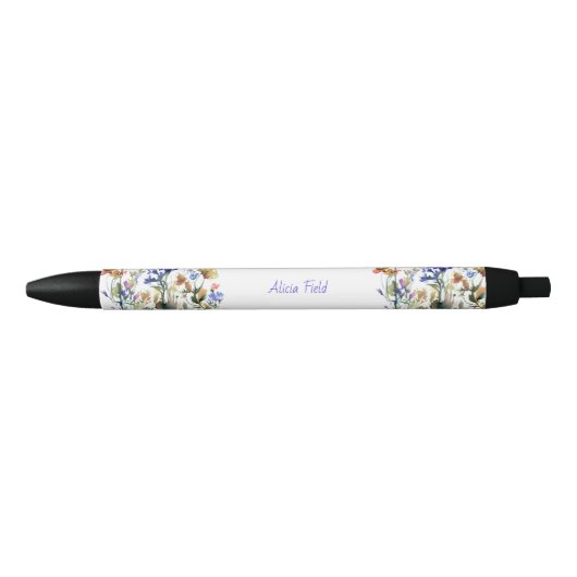Mooi aquarel wilde bloemen | jouw naam zwarte inkt pen (Voorkant)
